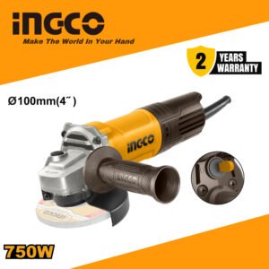 INGCO 750W Electric Angle Grinder 100mm (AG750282) with Auxiliary Handle – Cutting & Grinding Tool