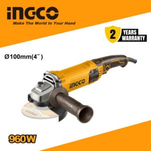 INGCO 960W Electric Angle Grinder 100mm (AG96082) with Auxiliary Handle – Cutting & Grinding Tool