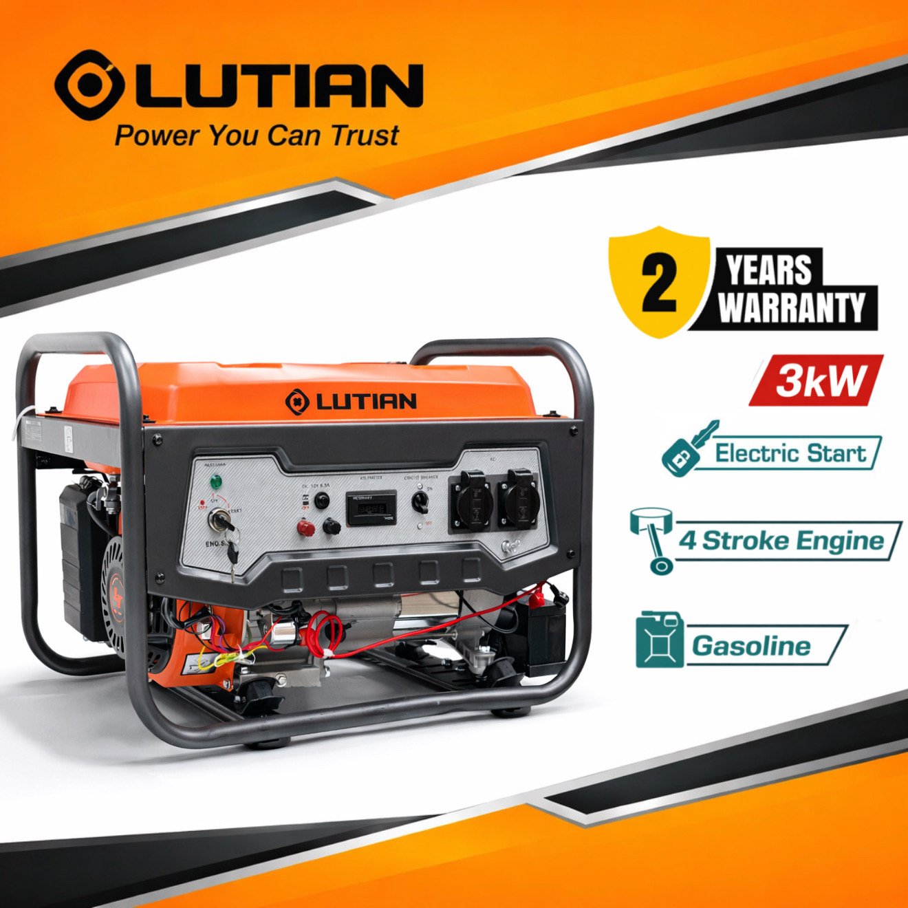 Lutian 3KW Self Start Petrol Generator - 3000watts Generator Lutian LT3900EN-6
