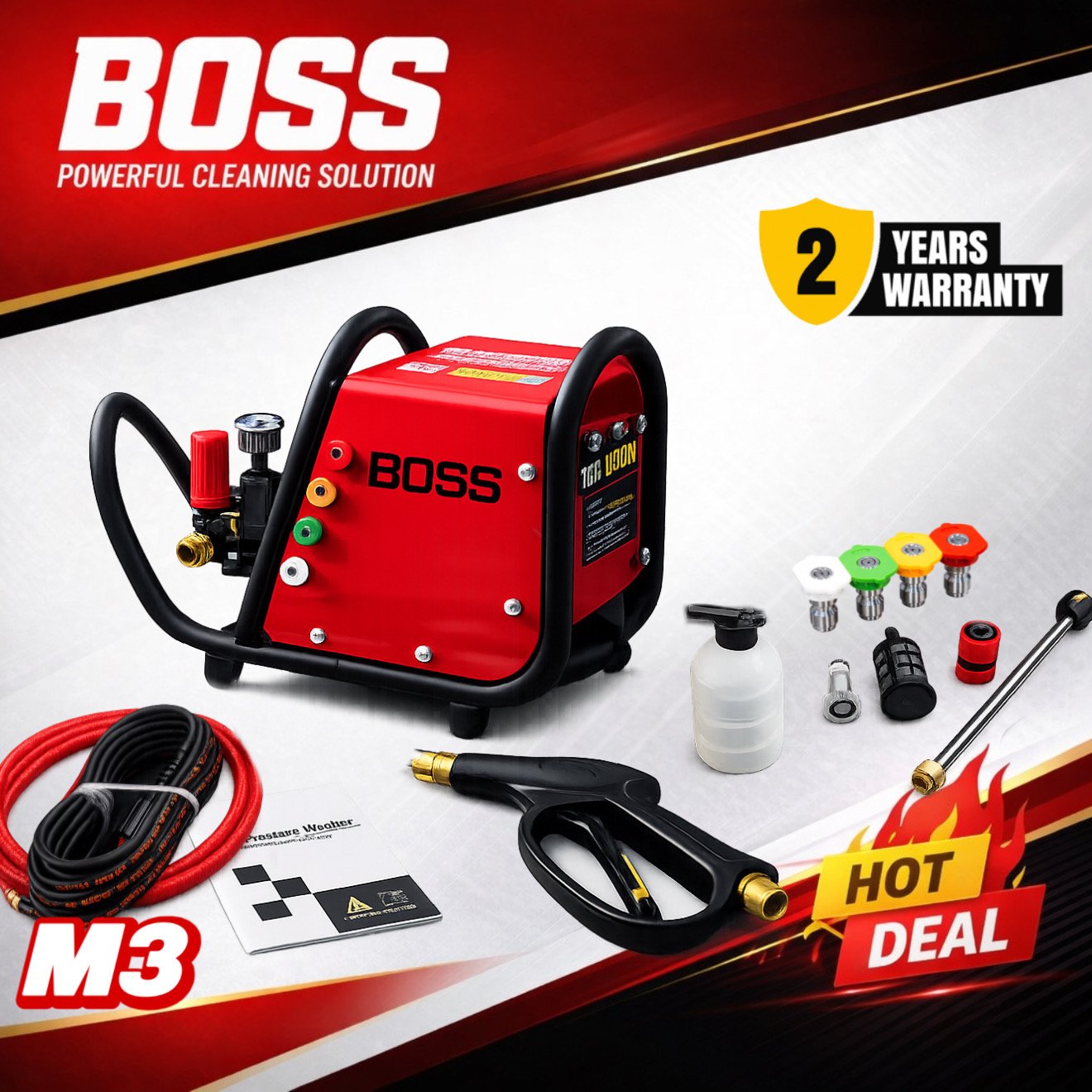 BOSS High Pressure Washer M3 Model With Speed Control - 1600 Watts 80Bar Car Washer