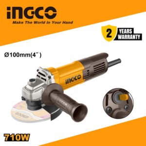 INGCO 710W Electric Angle Grinder 100mm (AG71182) with Auxiliary Handle – Cutting & Grinding Tool