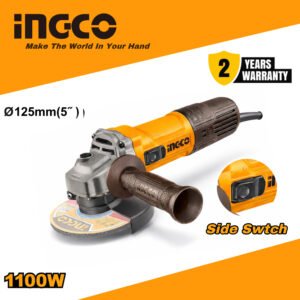 INGCO 1100W Electric Angle Grinder 125mm (AG110028) with Auxiliary Handle – Cutting & Grinding Tool