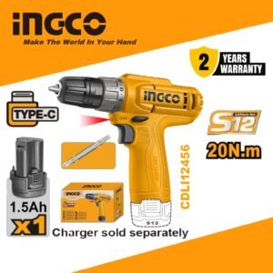 INGCO Cordless Drill 12V - INGCO Cordless Drill (CDLI12456) – Ingco 12V Battery Drill