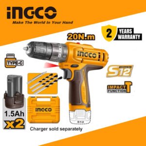 INGCO Cordless Drill 12V - INGCO Cordless Drill (CIDLI12206) – Ingco 12V Battery Drill